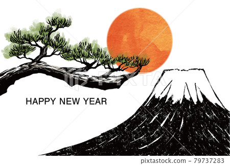 鋼筆劃風格的新年賀卡 79737283