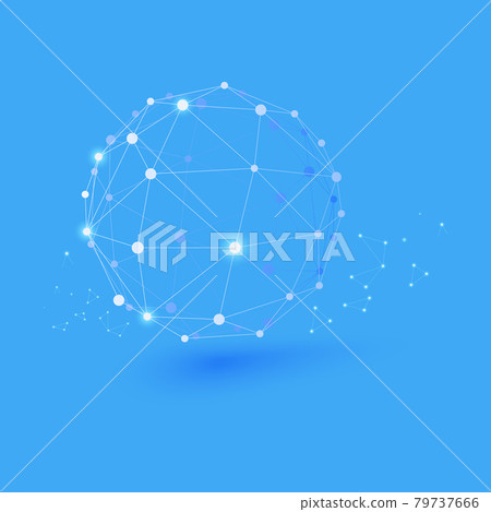 Network connected with line on 3d isometric mobile background. Digital technology concept. Vector art illustration 79737666