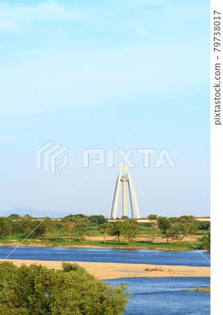 Scenery of Ichinomiya City, Kiso River and Twin Arch 138 79738017