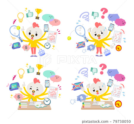 A set of bird boys doing multitasking A set of bird boys doing multitasking 79738050