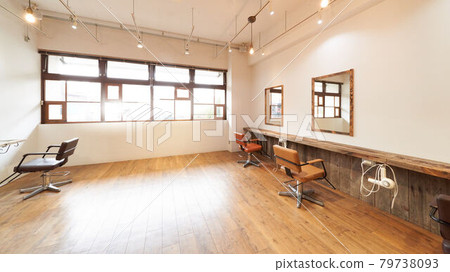 Interior hair salon interior image with styling chairs 79738093