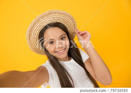 aloha. retro child make selfie. she loves vintage. teen girl 79738585