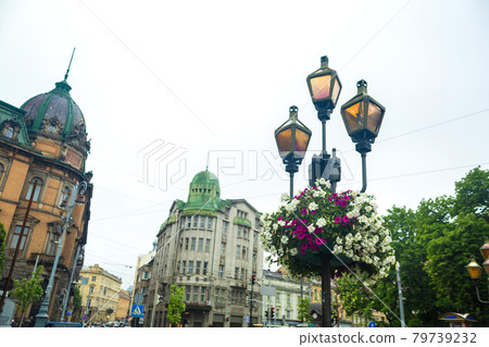 The architecture of the old city of Lviv. Old Europe. Vintage buildings The architecture of the old city of Lviv. Old Europe. Vintage buildings 79739232