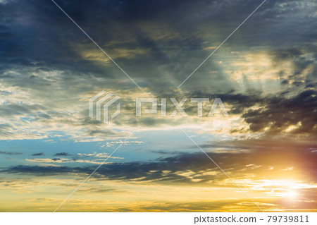 Amazing pink purple sky during sunset over beautiful natural view of heaven 79739811