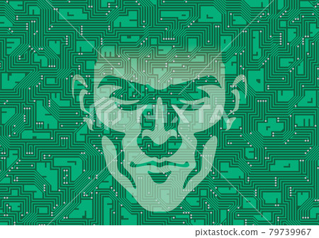 AI 人工智能 電子電路和人臉的圖像 79739967