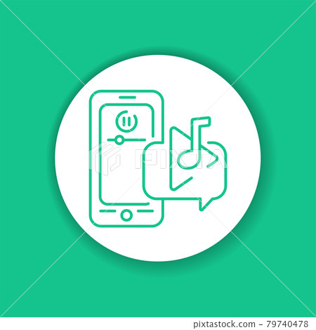 Music player mobile application in smartphone color glyph icon. 79740478
