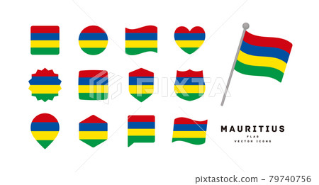 Mauritius flag various shapes icon set vector... - Stock Illustration ...