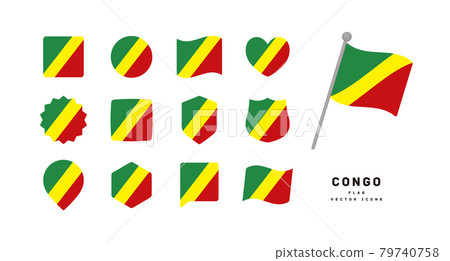 以各種形狀設置的剛果圖標標誌矢量圖 以各種形狀設置的剛果圖標標誌矢量圖 79740758