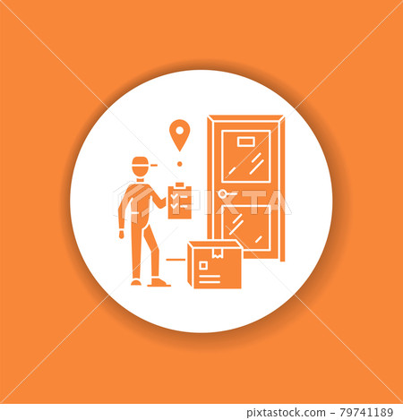 Courier delivery under the door glyph icon. Stay home. Sign for web page, app. Courier delivery under the door glyph icon. Stay home. Sign for web page, app. 79741189