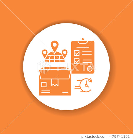 Worldwide delivery glyph icon. Boxand checklist sign. Express shipping. Sign for web page, app. Worldwide delivery glyph icon. Boxand checklist sign. Express shipping. Sign for web page, app. 79741191