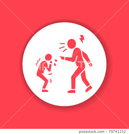 Parent bullying kid black glyph icon. Human rights. Child abuse. Violence in family. Sign for web page, mobile app, button 79741252