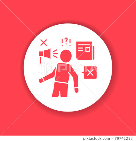 Discredit black glyph icon. Humiliation, insulting a person concept. Sign for web page, mobile app Discredit black glyph icon. Humiliation, insulting a person concept. Sign for web page, mobile app 79741253