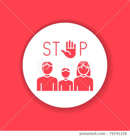 Stop violence black glyph line icon. Protection of victims of bullying concept. Sign for web page, mobile app 79741256