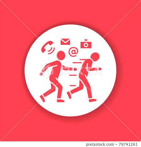 Pursuit black glyph icon. Invasion of privacy. Harassment, and violence. Human rights. Sign for web page, mobile app, button Pursuit black glyph icon. Invasion of privacy. Harassment, and violence. Human rights. Sign for web page, mobile app, button 79741261