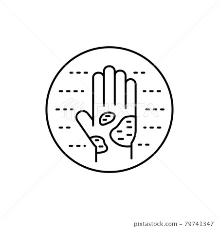 Eczema black line icon. Dermatology disease. Isolated vector element. 79741347