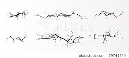 Ground cracks, horizontal breaks top view 79741554