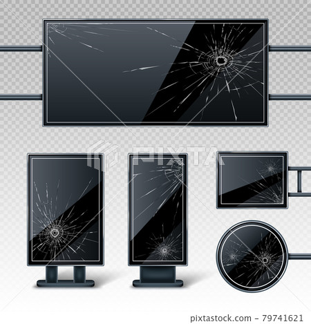 Broken blank billboards displays black LCD screens Broken blank billboards displays black LCD screens 79741621