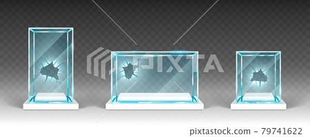 Broken glass showcases, displays, exhibit stands 79741622