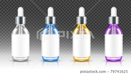 Realistic glass bottles with dropper serum or oil 79741625