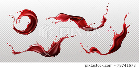 Splashes of wine, juice or blood, liquid red drink 79741678