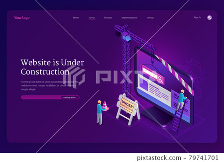 Website under construction isometric landing page 79741701