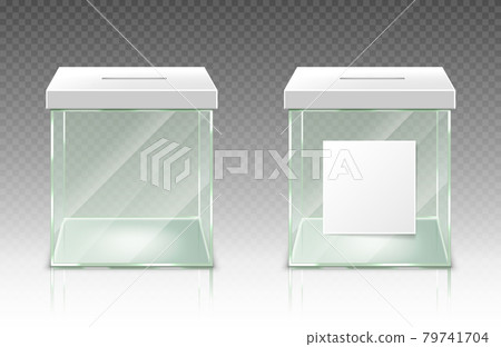 Empty donation box, glass plastic ballot container 79741704
