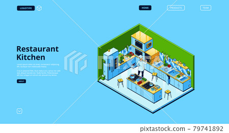 Vector banner of restaurant kitchen 79741892