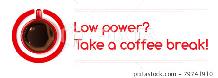 Coffee power vector banner with cup top view, ad Coffee power vector banner with cup top view, ad 79741910