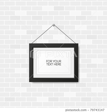 Realistic picture frame isolated on white brick background. For your text here. Vector Realistic picture frame isolated on white brick background. For your text here. Vector 79743147