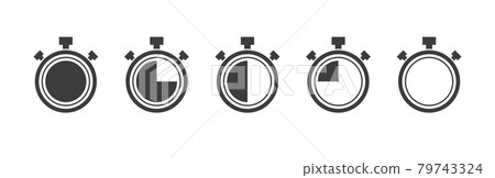 Stopwatch gray icons set. Timer symbols on white background. Five icon. Vector Stopwatch gray icons set. Timer symbols on white background. Five icon. Vector 79743324