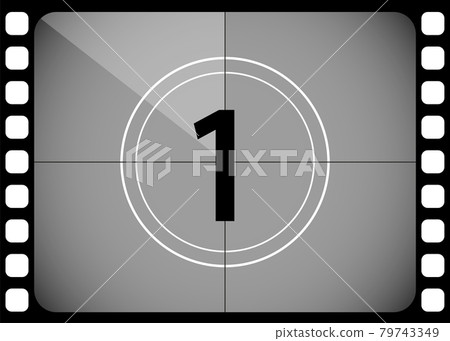 A classic film countdown frame at the number one. Old fashioned film counter. Vector 79743349