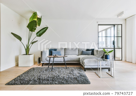 Modern furniture in a bright living room Modern furniture in a bright living room 79743727