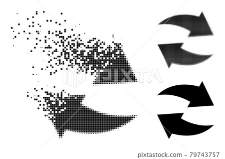 Damaged and Halftone Dot Exchange Arrows Glyph 79743757
