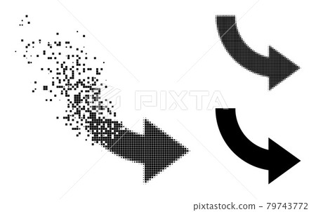 Dissolving and Halftone Pixelated Rotate Right Glyph 79743772