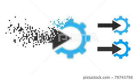 Erosion and Halftone Dotted Cog Integration Icon - Stock Illustration ...