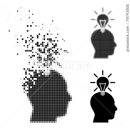 Dissolved and Halftone Dotted Genius Bulb Icon Dissolved and Halftone Dotted Genius Bulb Icon 79743808