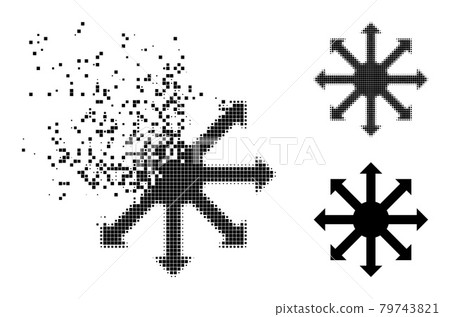 Dissolved and Halftone Pixel Radial Arrows Glyph 79743821
