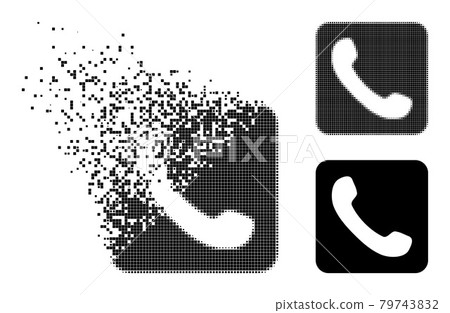 Dissipated and Halftone Dotted Phone Icon Dissipated and Halftone Dotted Phone Icon 79743832