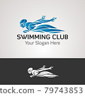 Swimming club vector logo ocean sea color swimmer label 79743853