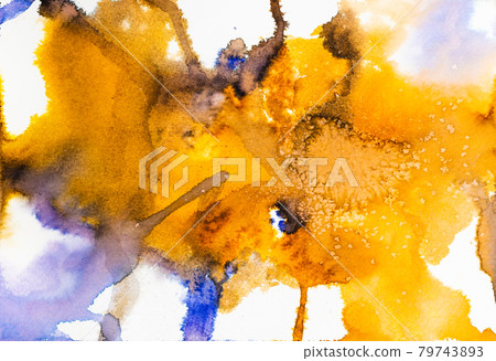 abstract hand-painted orange watercolour spots 79743893