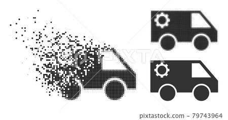 Broken and Halftone Dot Service Car Glyph 79743964