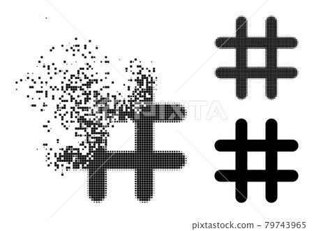 Dispersed and Halftone Pixelated Prison Icon 79743965