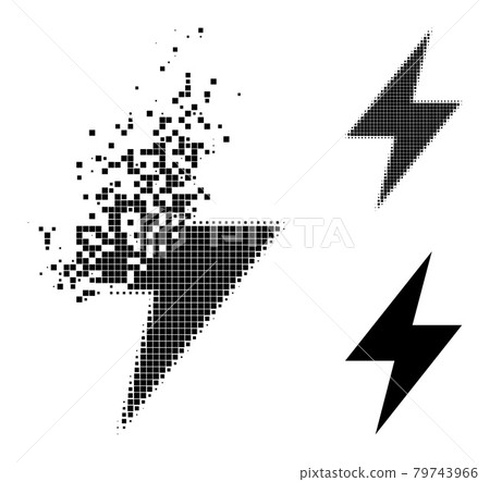 Fragmented and Halftone Pixelated Electric Strike Glyph Fragmented and Halftone Pixelated Electric Strike Glyph 79743966