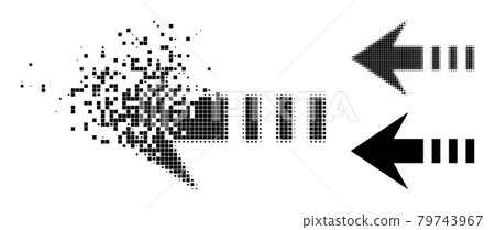 Fragmented and Halftone Dotted Send Left Icon 79743967