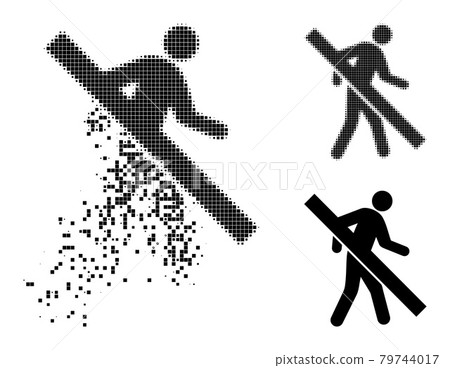 Burst and Halftone Dotted Forbidden Walking Man Glyph 79744017