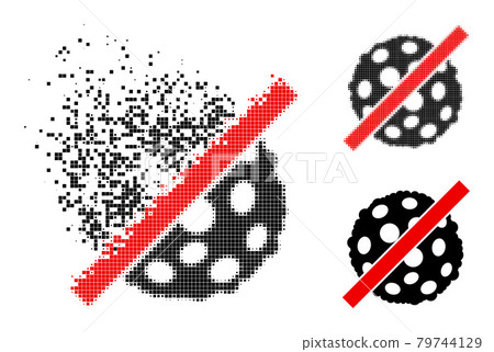 Destructed and Halftone Pixel Remove Microbe Spore Icon 79744129