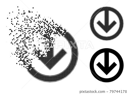 Decomposed and Halftone Dot Direction Down Glyph Decomposed and Halftone Dot Direction Down Glyph 79744178