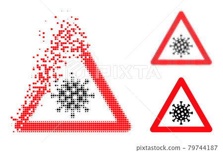 Damaged and Halftone Pixelated Viral Warning Glyph Damaged and Halftone Pixelated Viral Warning Glyph 79744187