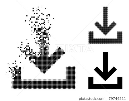 Broken and Halftone Pixel Inbox Glyph Broken and Halftone Pixel Inbox Glyph 79744211