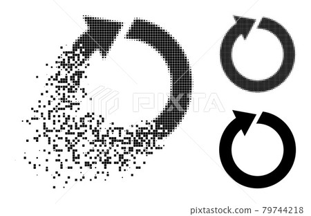 Dissipated and Halftone Pixelated Rotate Icon 79744218